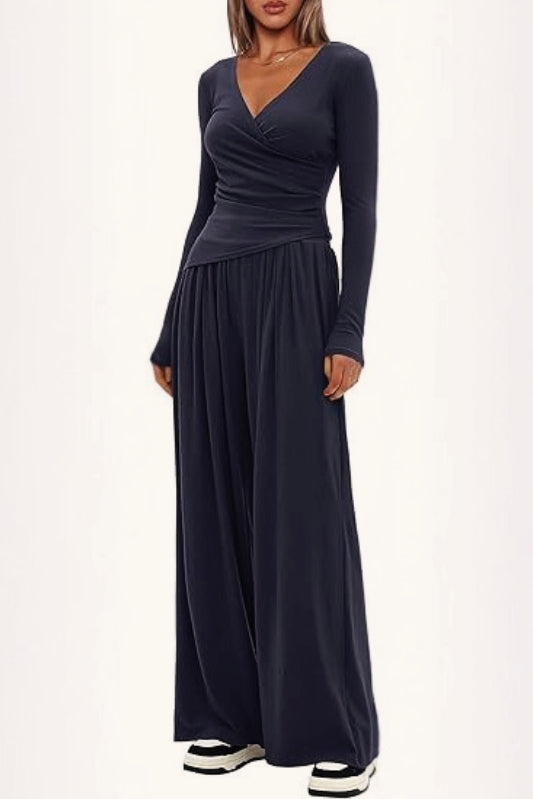 Effortless Wide Leg Pants Casual Comfort Two Piece Set