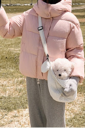 Cropped Plush Lined Oversized Puffer Jacket S / Pink