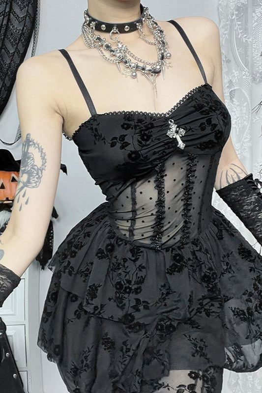 Halloween Dark Mesh Gothic Dress