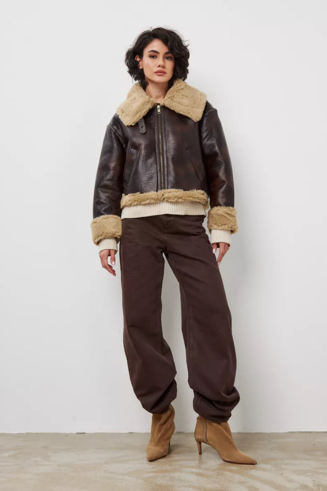 Chic Vintage Faux Fur Collared Short Coat for Stylish Elegance