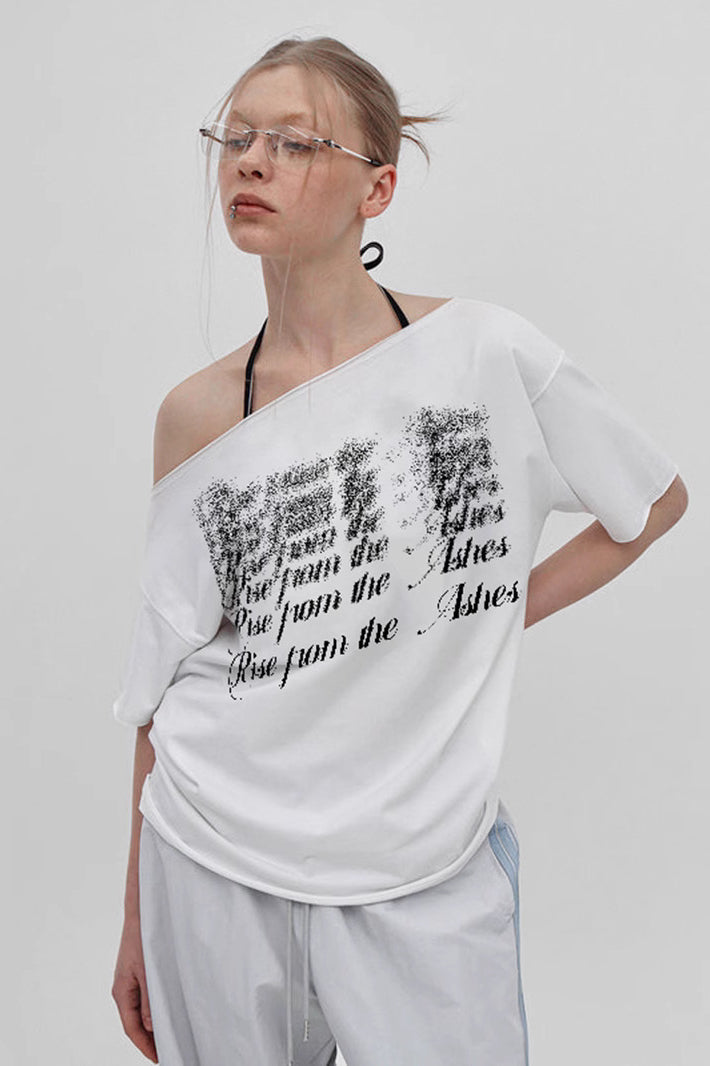 Asymmetric Printed Loose T-Shirt