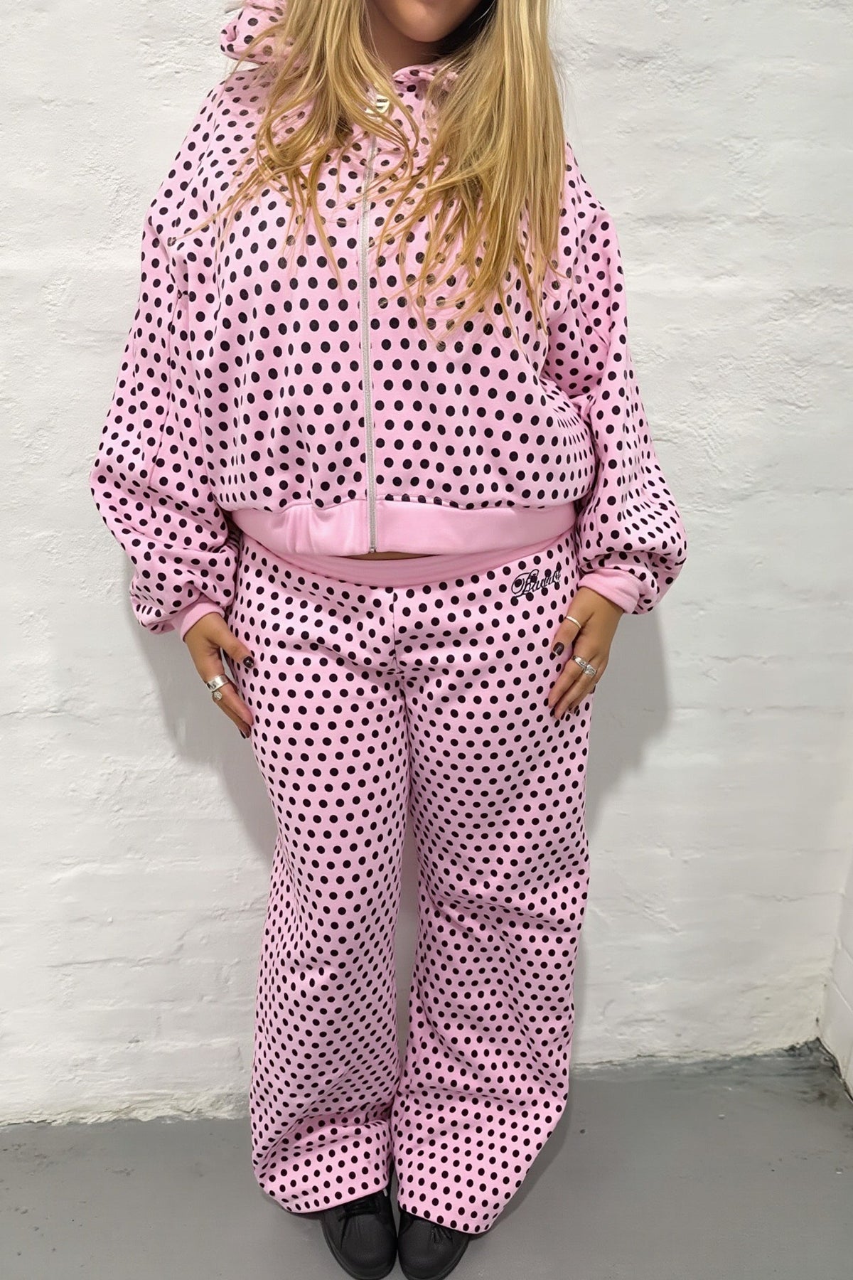 Polka Dot Colorblock Zip-Up Hoodie