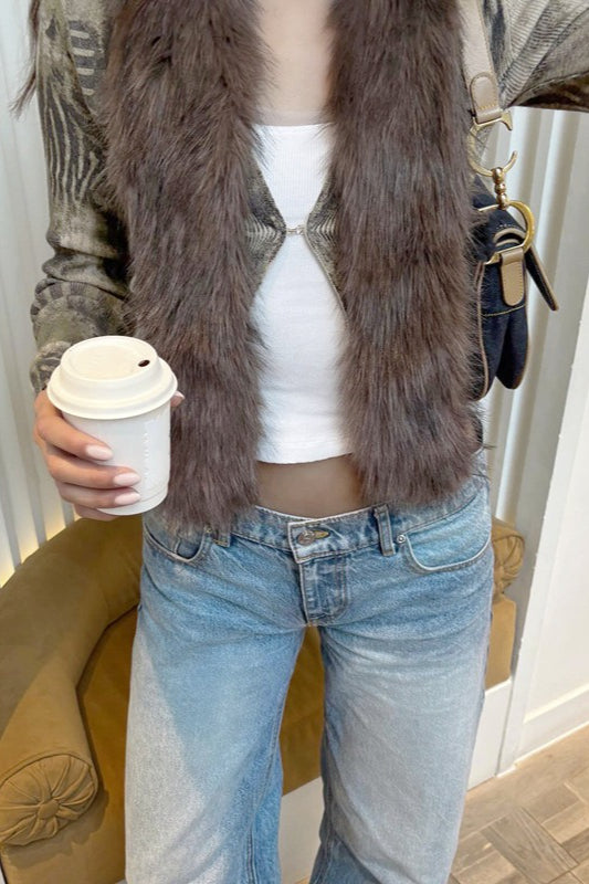 Trendy Y2K Fuzzy Knit Cardigan for Effortless Style