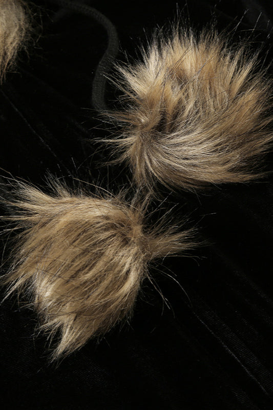 Faux Fur Velvet Zip Up Hoodie