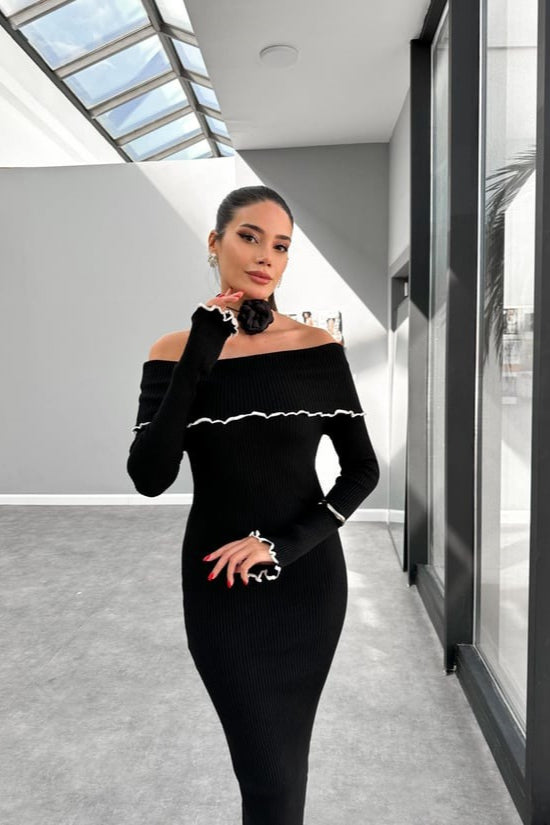 Slim-Fit One-Shoulder Ruffle Work Dress