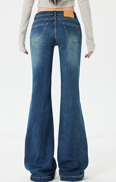 Low Rise Stretch Wide Jeans