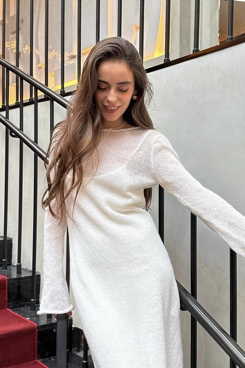 Hollow Out Pink Bodycon Knit Maxi Dress