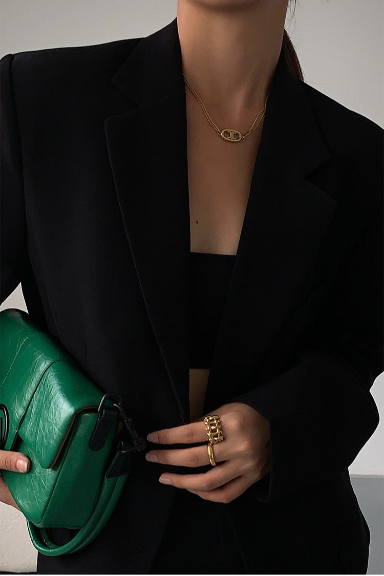 Black Slouchy Retro Style Blazer 2