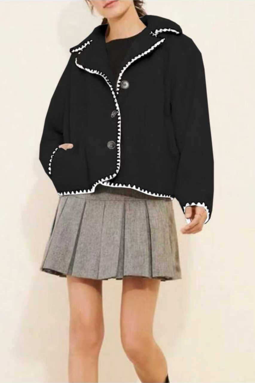 Chic Faux Shearling Lace Trim Oversized Coat - Fashionpara