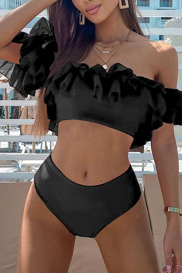 Ruffled High Waist Bikini - Fashionpara
