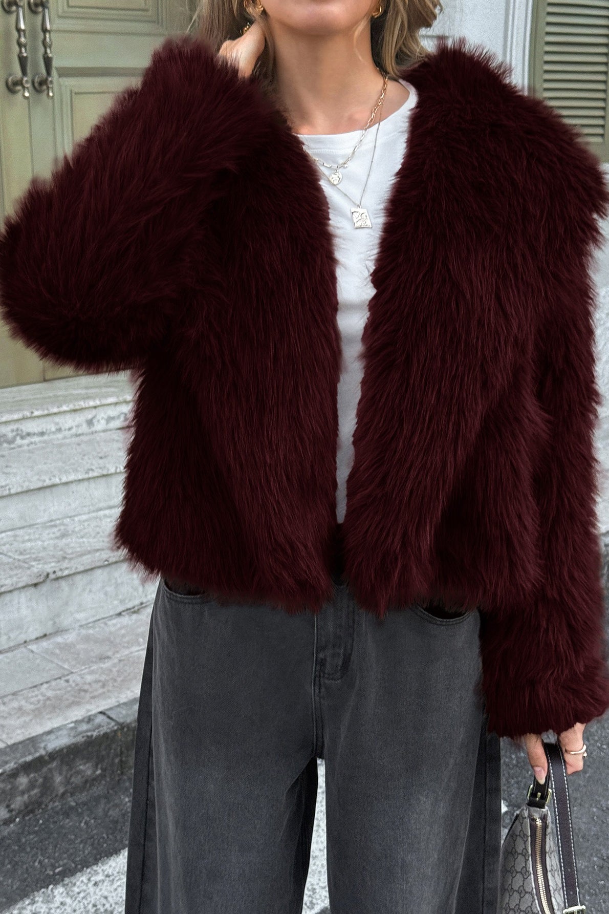 Casual Solid Plush Coat - Fashionpara