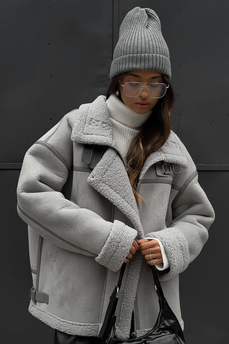 Sherpa Lined Motorcycle Style Coat