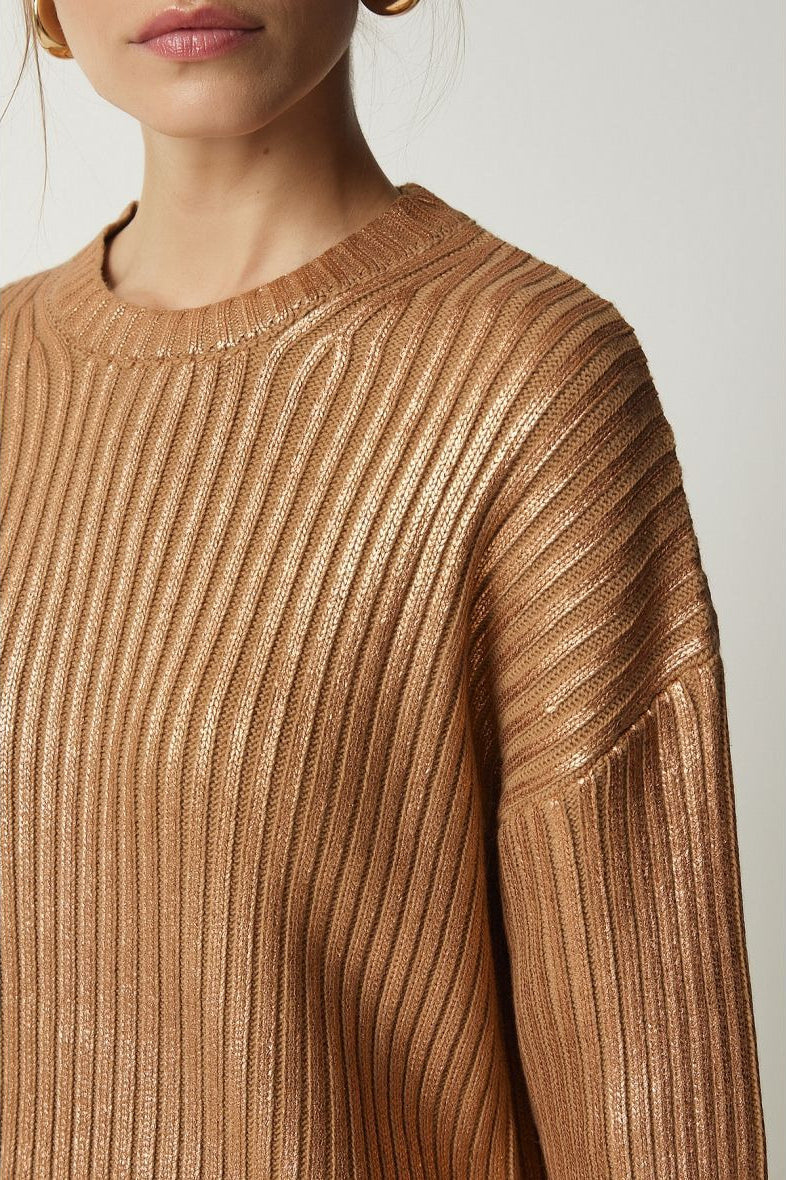 PrincessAce Silver Foil Long Sleeve Slim Fit Sweater