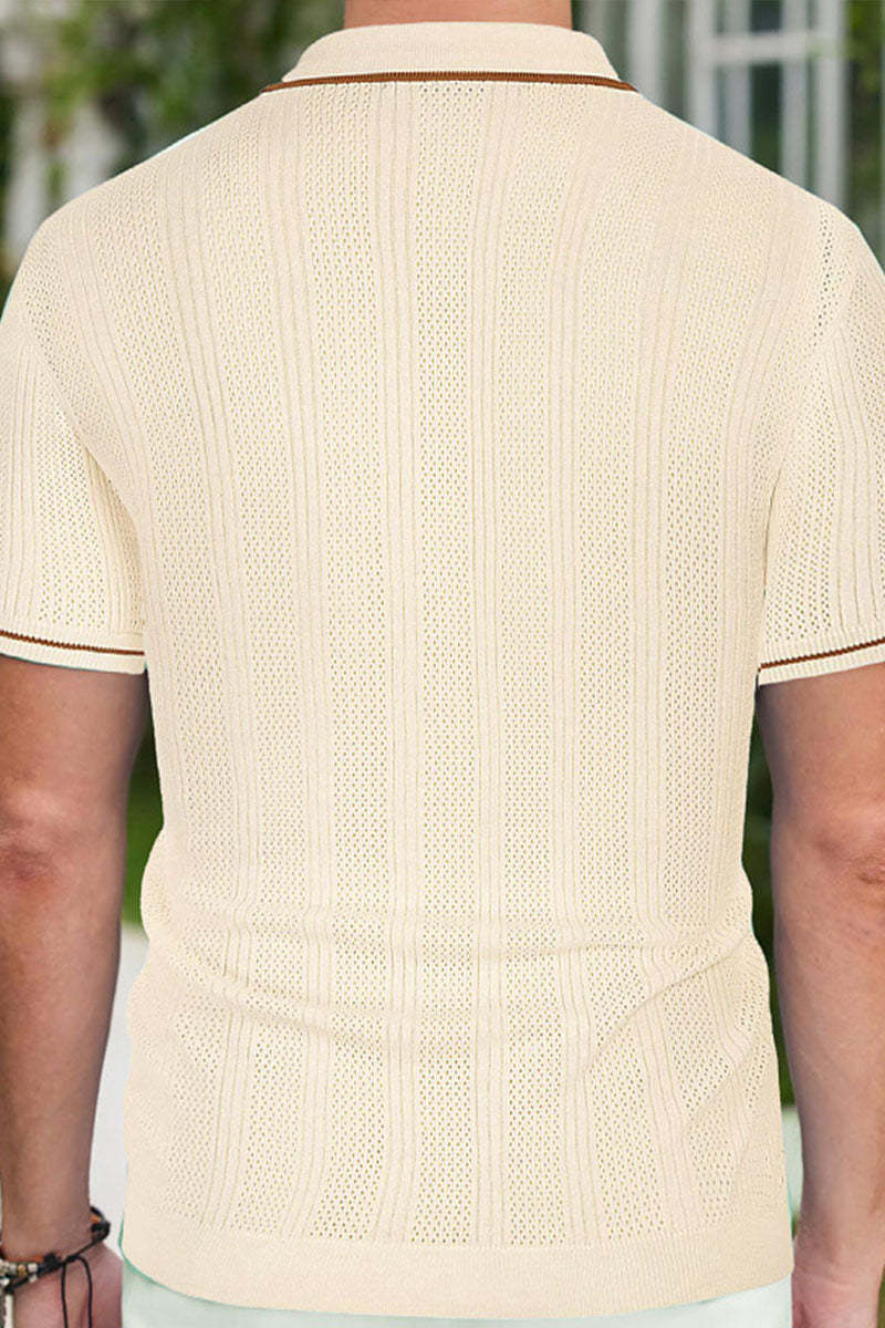 Uniqshe Men's Icy Silk Short Sleeve Cardigan Sweater