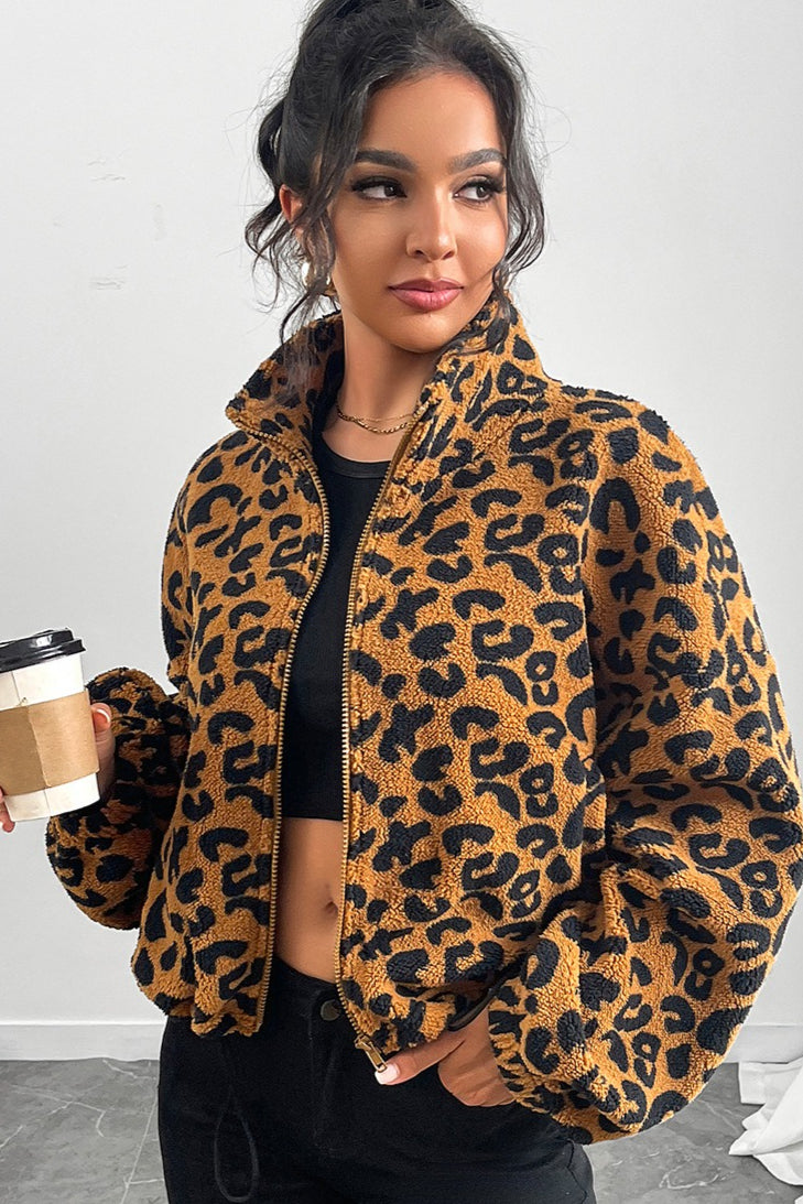 Cozy Leopard Print Fleece Coat for Ultimate Warmth and Style