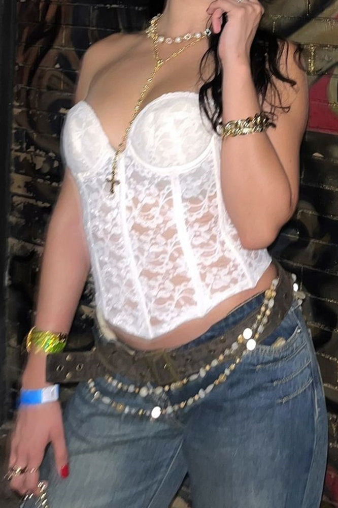 Sexy Lace Boned Underwire Corset - Fashionpara