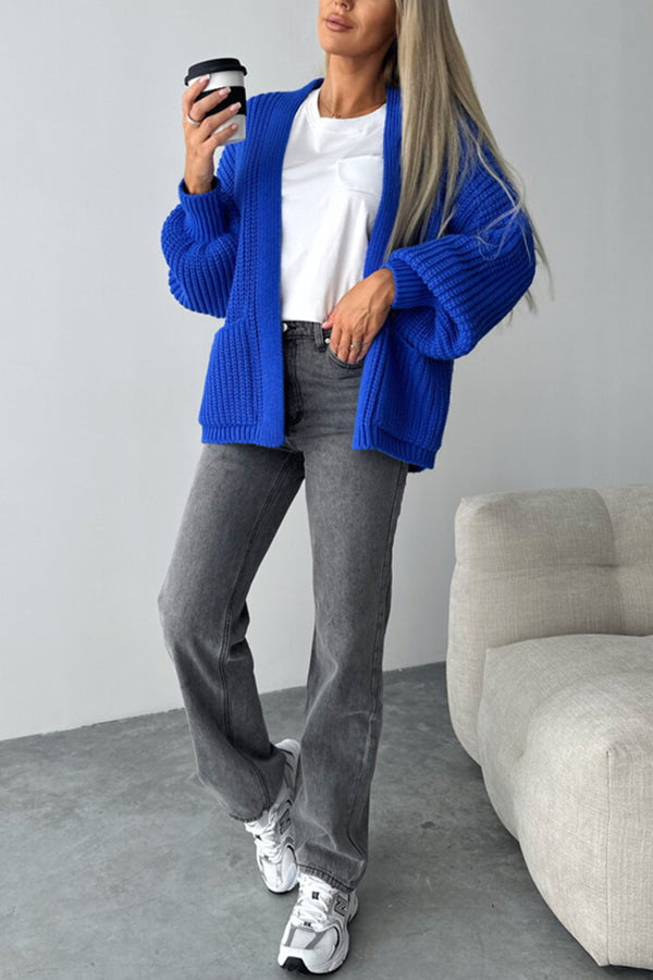 Lady Rin Solid Color V-neck Long-sleeved Cardigan for All