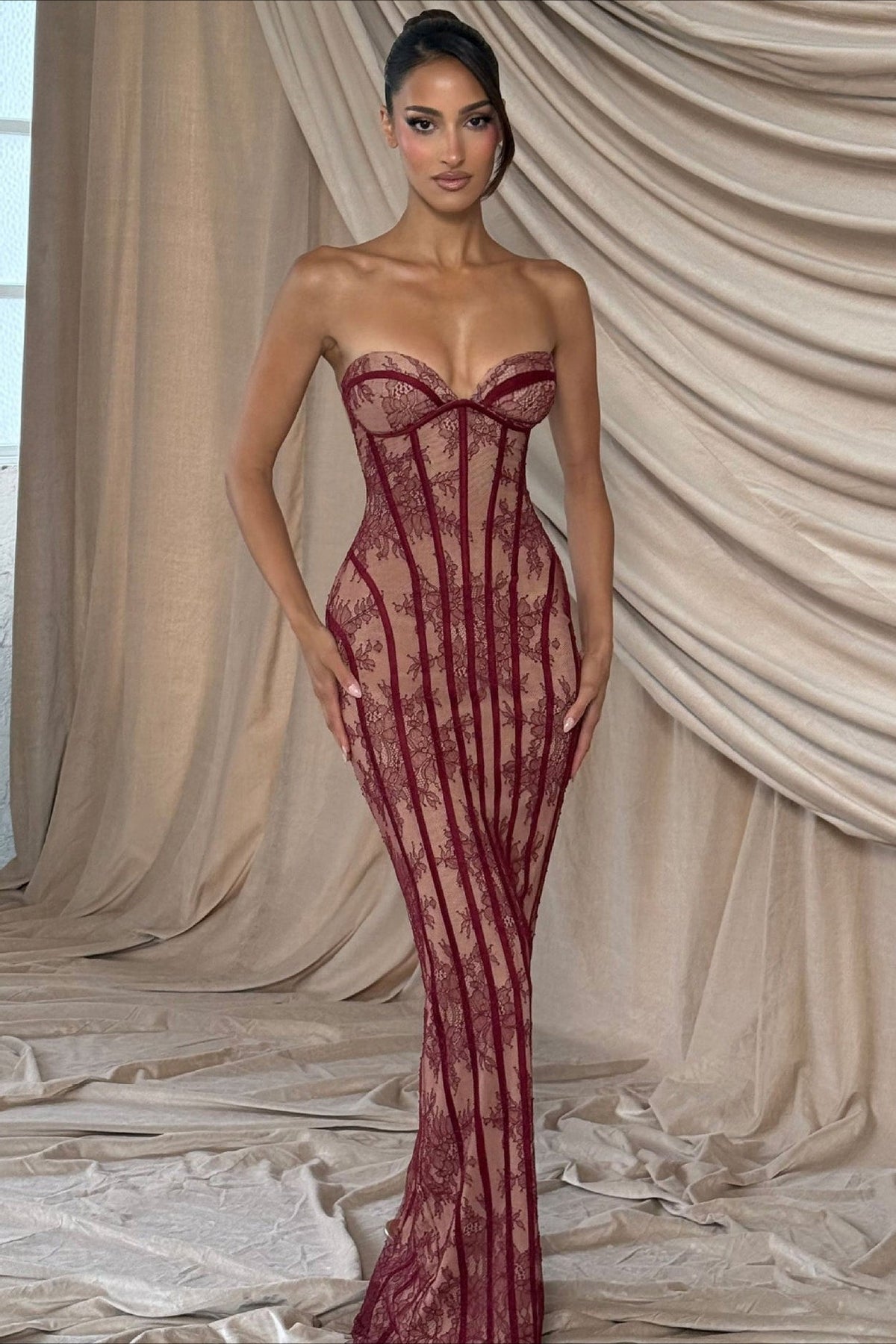 Lace Strapless Sweetheart Corset Mermaid Gown