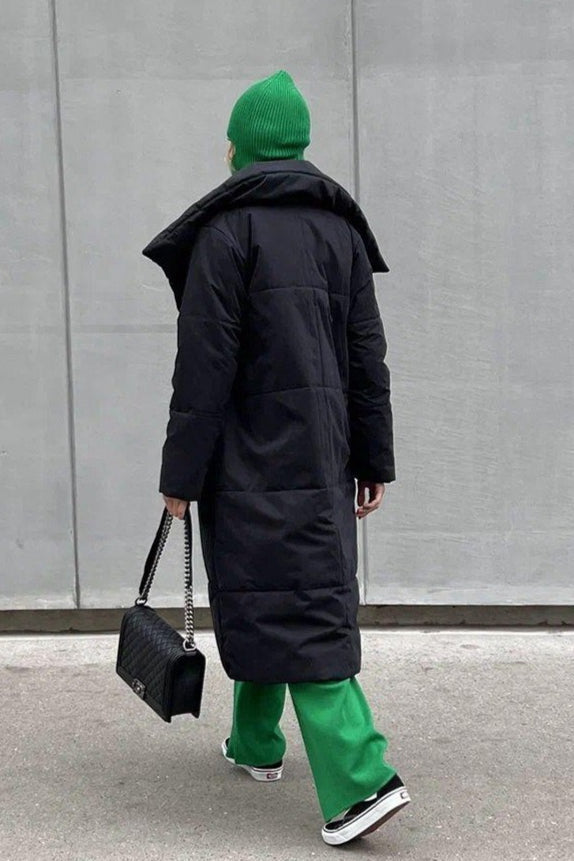 Long Stand Collar Relaxed Quilted Puffer Jacket 24