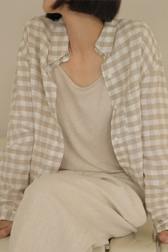 Casual Check Pocket Blouse