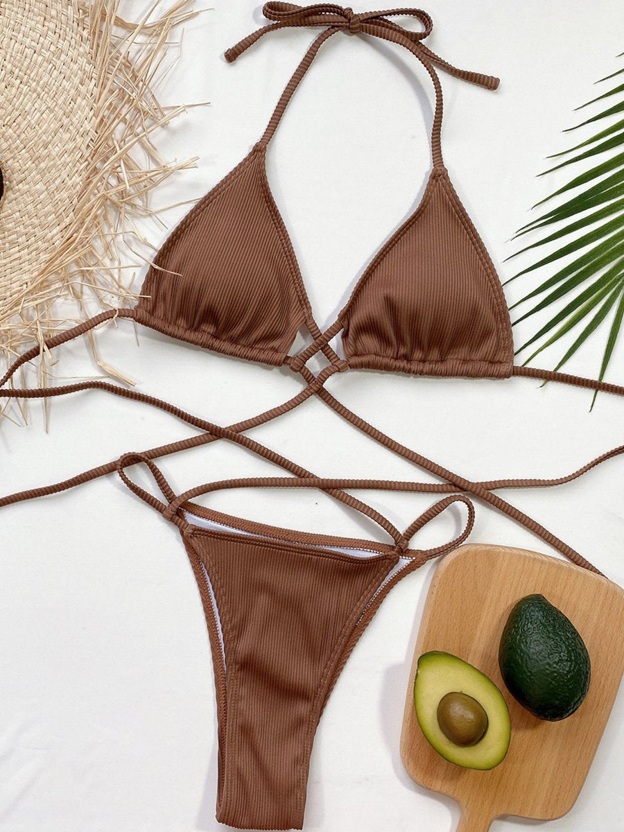 Solid Bandage Sexy Bikini - Fashionpara