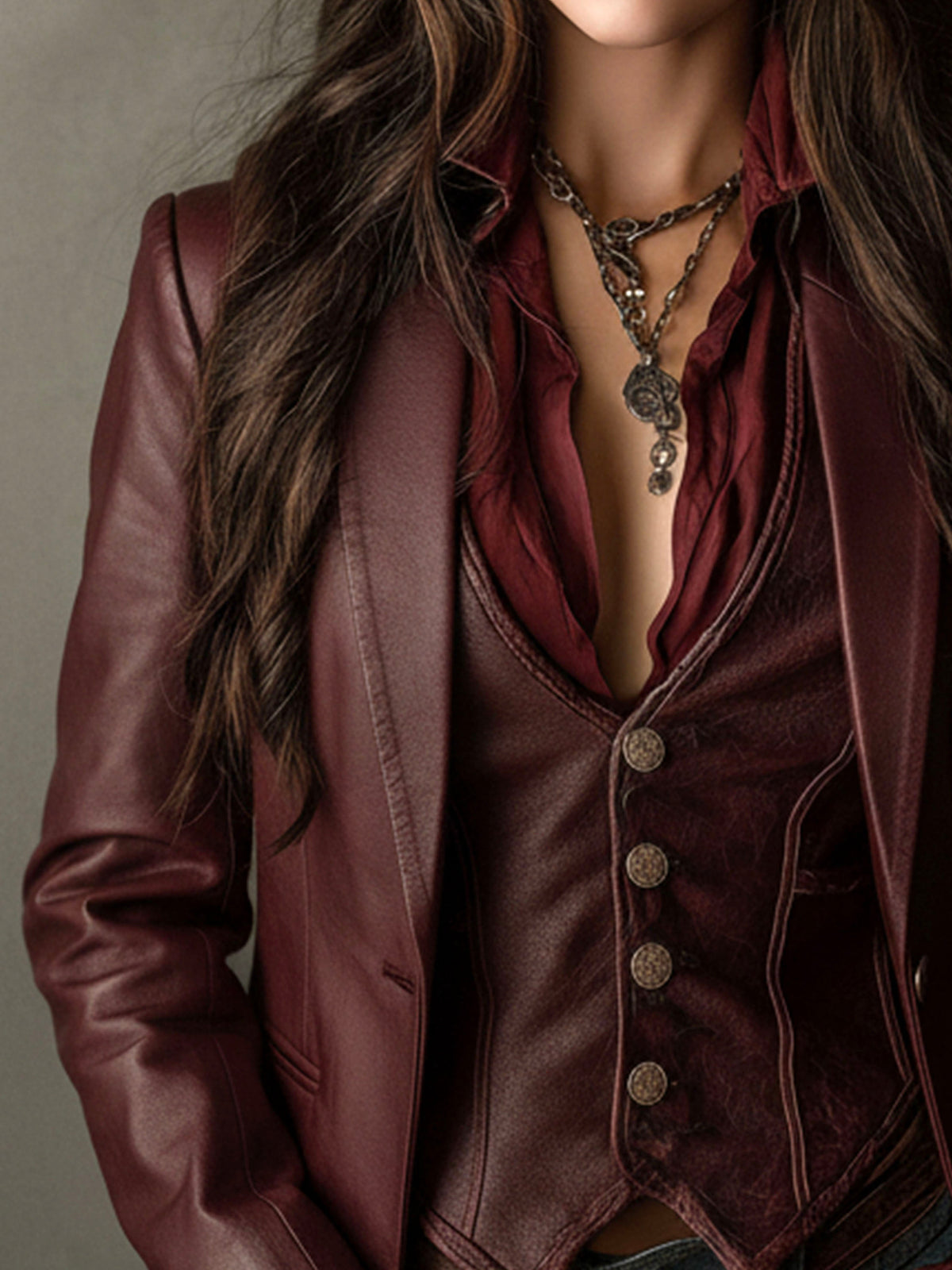 Single Button Faux Leather Cropped Blazer 7