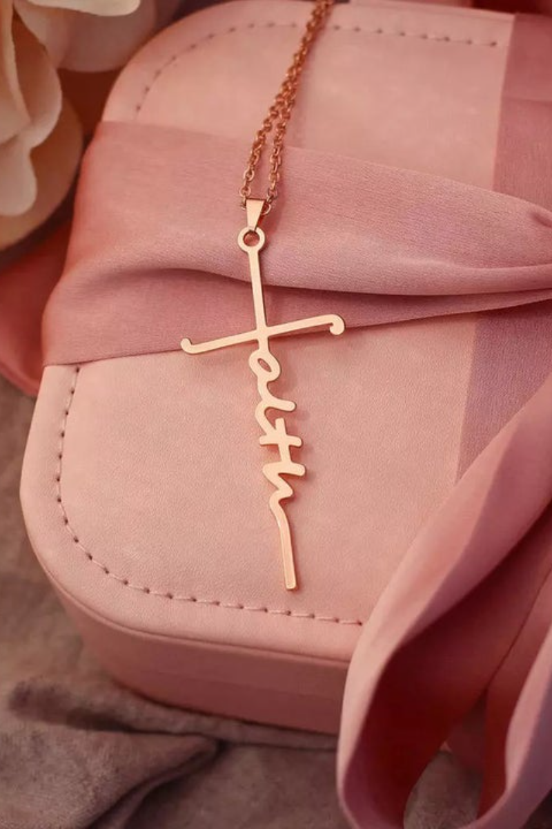 Faith Cross Alloy Pendant Necklace - Fashionpara