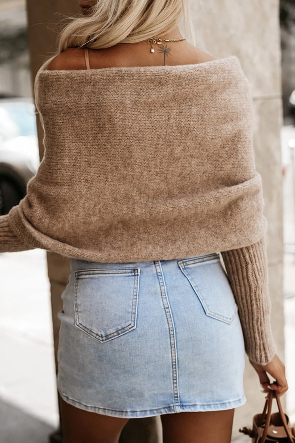 Lady Rin Off Shoulder Knit Poncho Sweater for Cozy Style