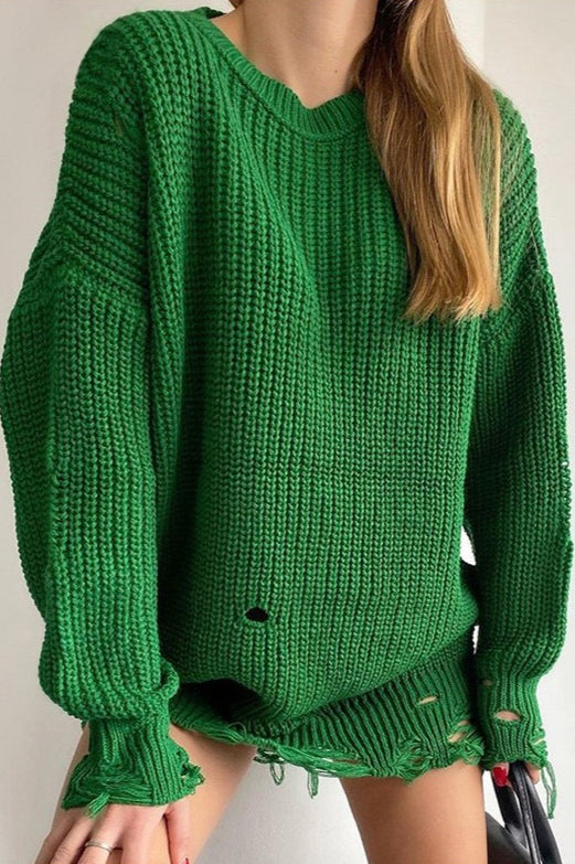 Distressed Longline Crew Neck Sweater 9