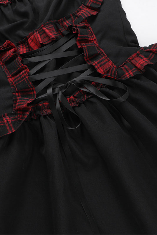 Rock Style Check Gothic Dress