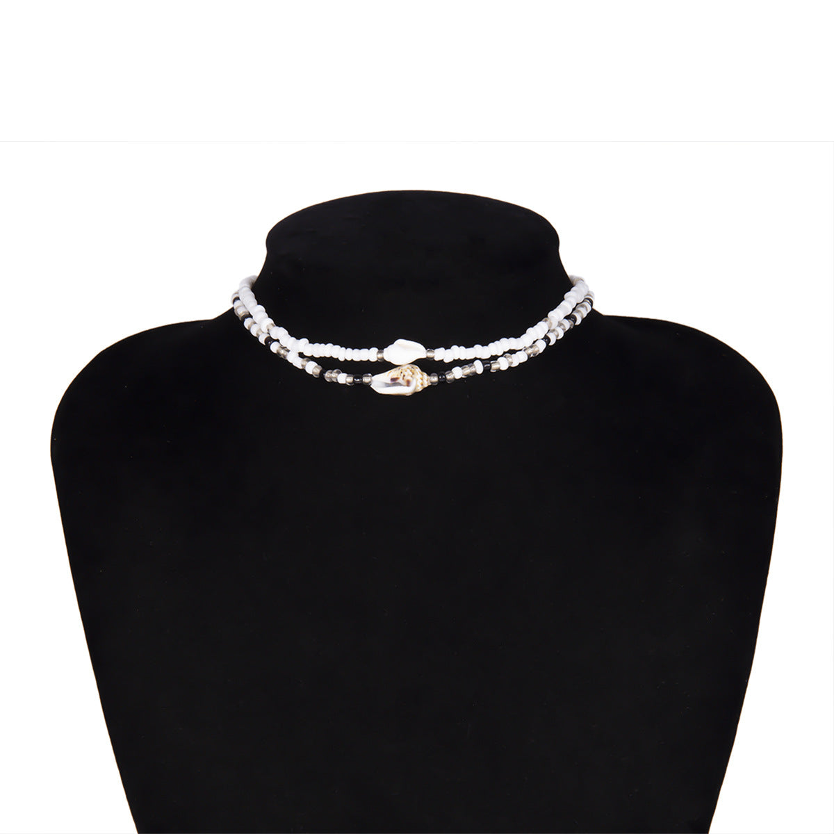 Mixed Color Rice Beads and Conch Multi-Layer Necklace