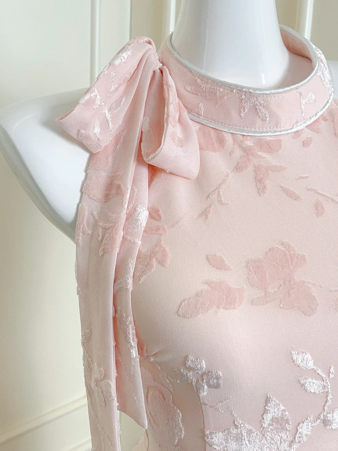 Elegant Pink Slim Halter Neck Jacquard Slit Long Prom Dress Evening Dress P4077