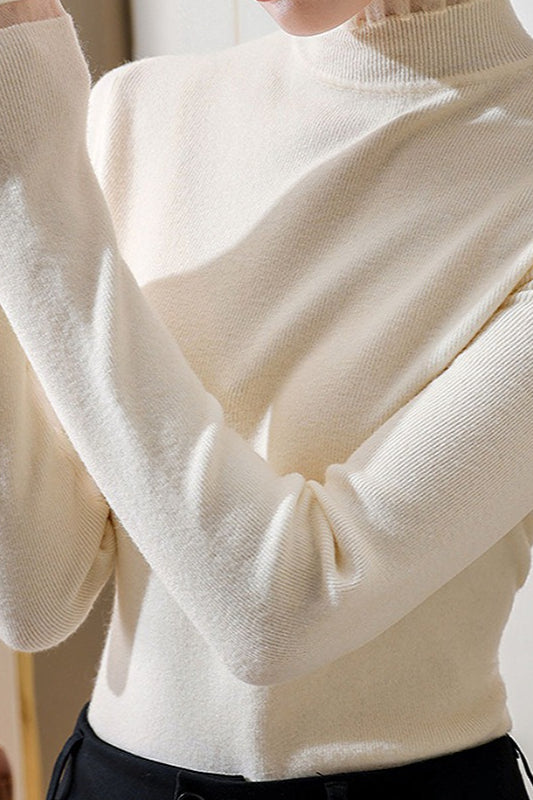 Chic Lace Paneled Mock Neck Fitted Base Layer
