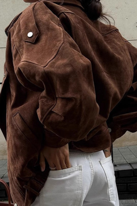 Chic Vintage Loose Fit Brown Coat for Effortless Style