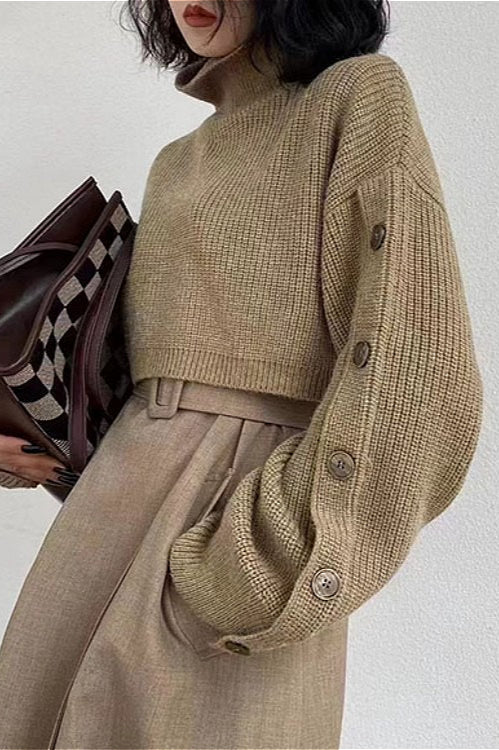 PrincessAce Vintage Turtleneck Crop Knit Sweater for Elegance