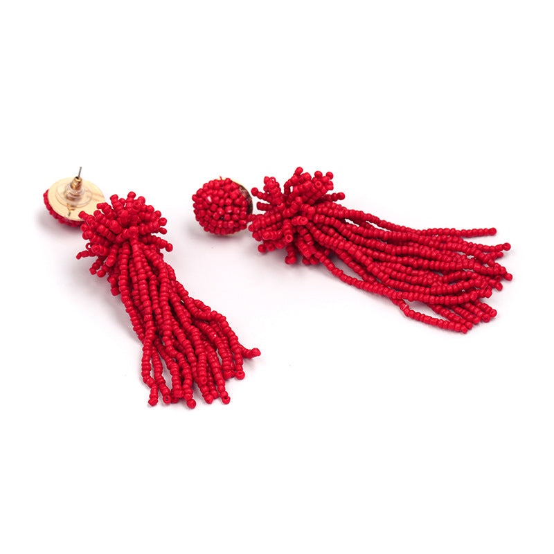 Millet Beaded Tassel Earrings