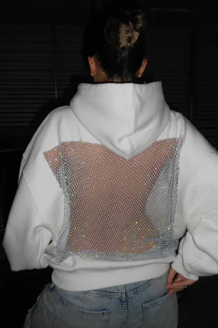 Sheer Backless Mesh Hoodie