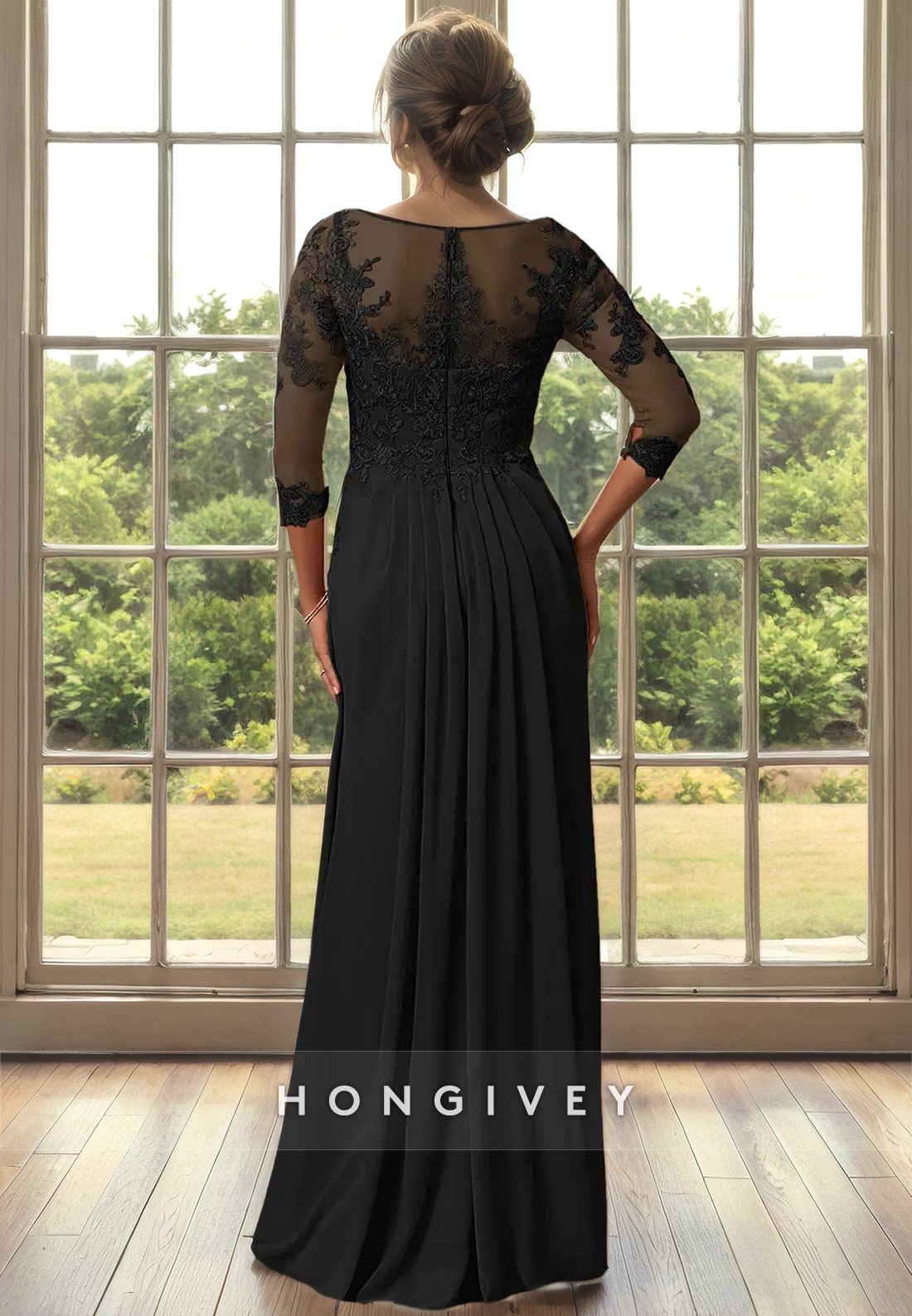 Couture & Ornate Long sleeves Appliques Mermaid Cocktail Mother of the Bride Dress