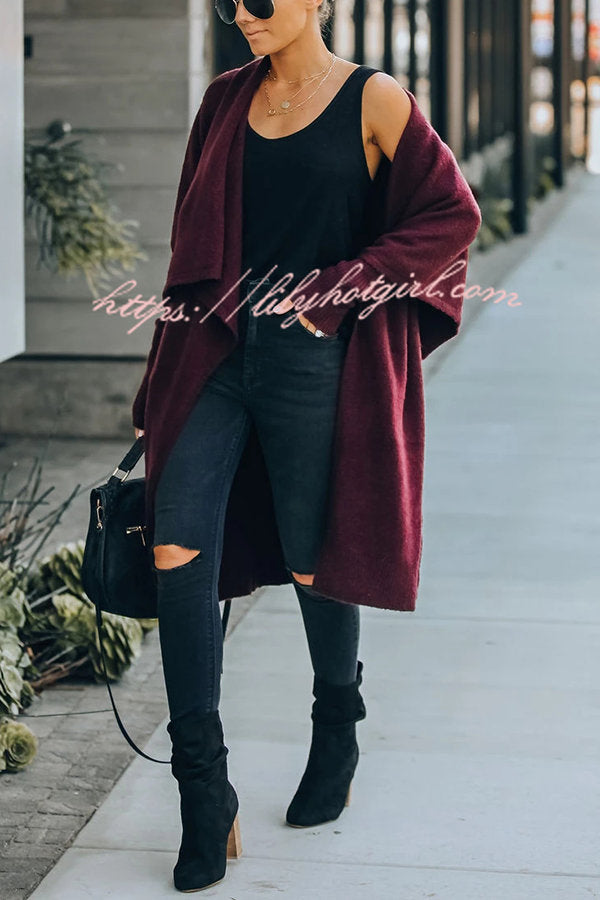 Lady Rin Oversized Drape Neckline Knit Cardigan for Comfort