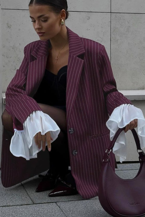 Lace Insert Stripe Blazer 4