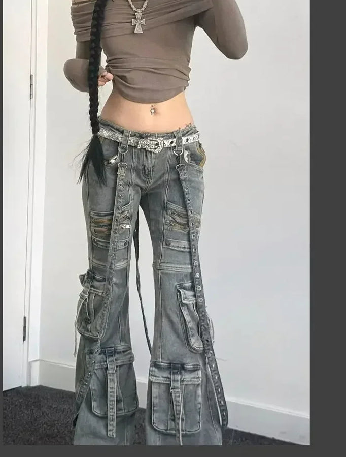 Slim Fit Gothic Lace-up Vintage Pant  Modified Title: Thin Fit Gothic Lace-up Antique Pant