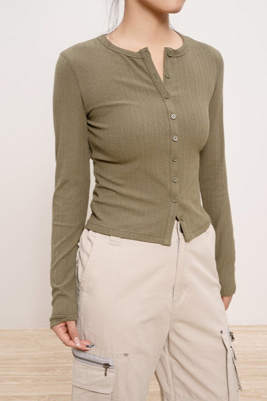 Lightweight Ribbed Slim-Fit Button Cardigan for Effortless Style