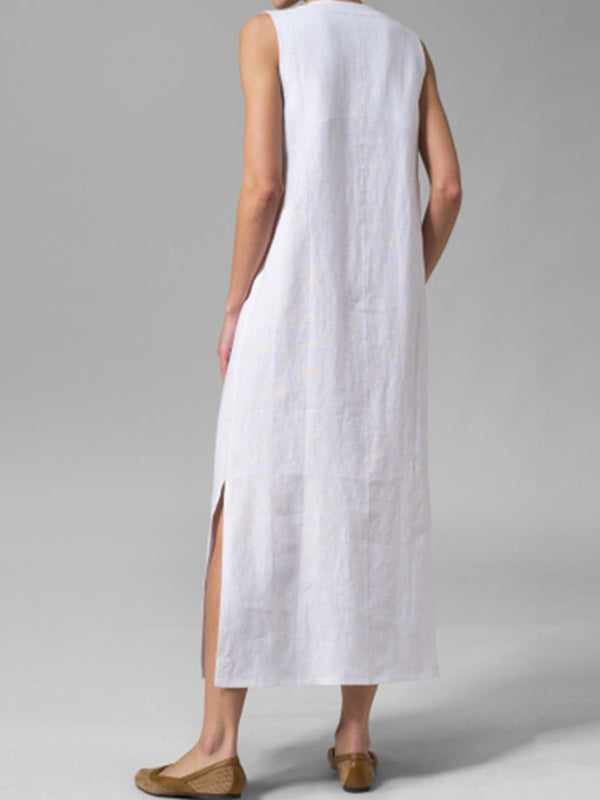 Button Align Slide-On Maxi Dress - Fashionpara