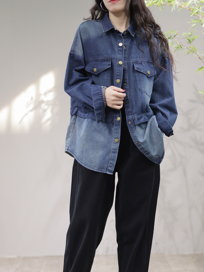 A beautiful Soul Denim Loose Long Sleeves Jacket - Fashionpara