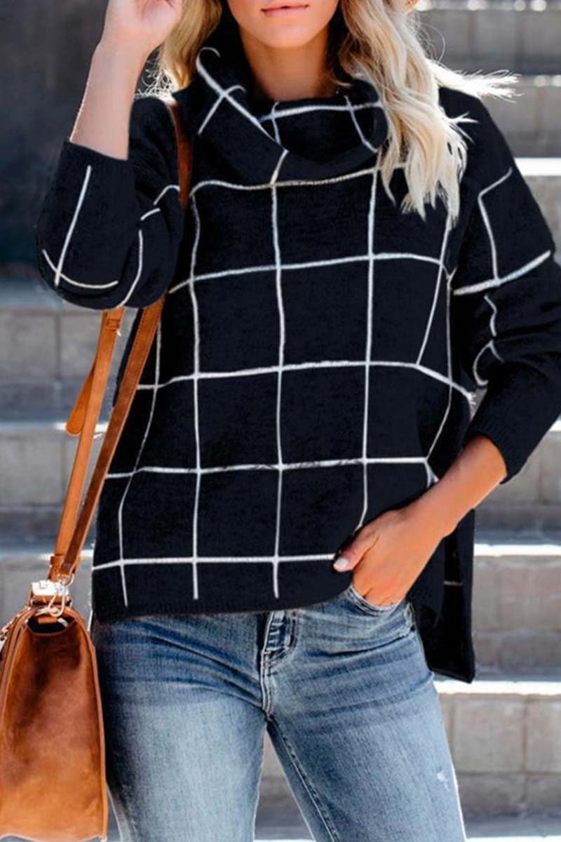 Florcoo Stylish Turtleneck Plaid Sweater in 5 Colors