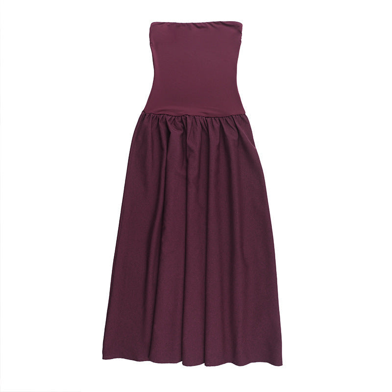 Strapless Shirred Drop-Waist A-Line Maxi Dress 7