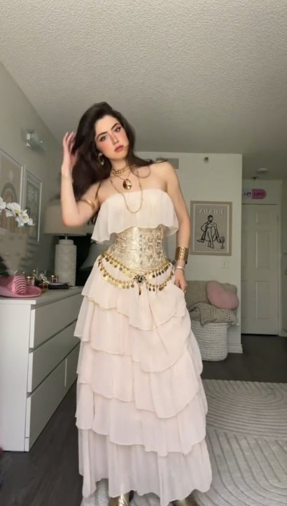 Pretty Strapless Light Pink Chiffon Layered Long Prom Dress Evening Dress Gown D1138