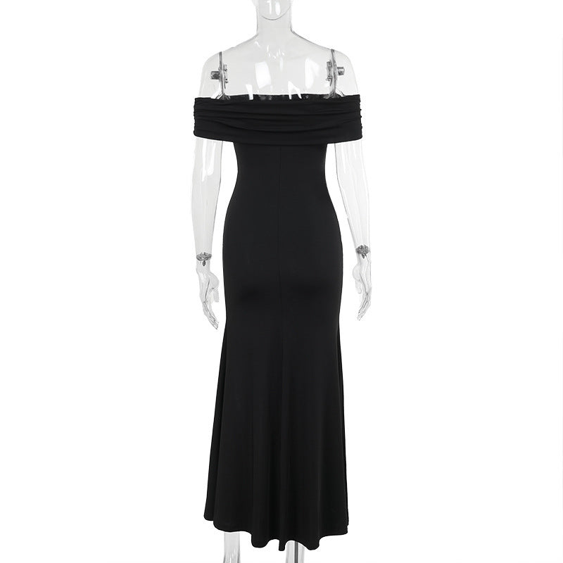 Off Shoulder Ruched High Slit Mermaid Maxi Gown 8
