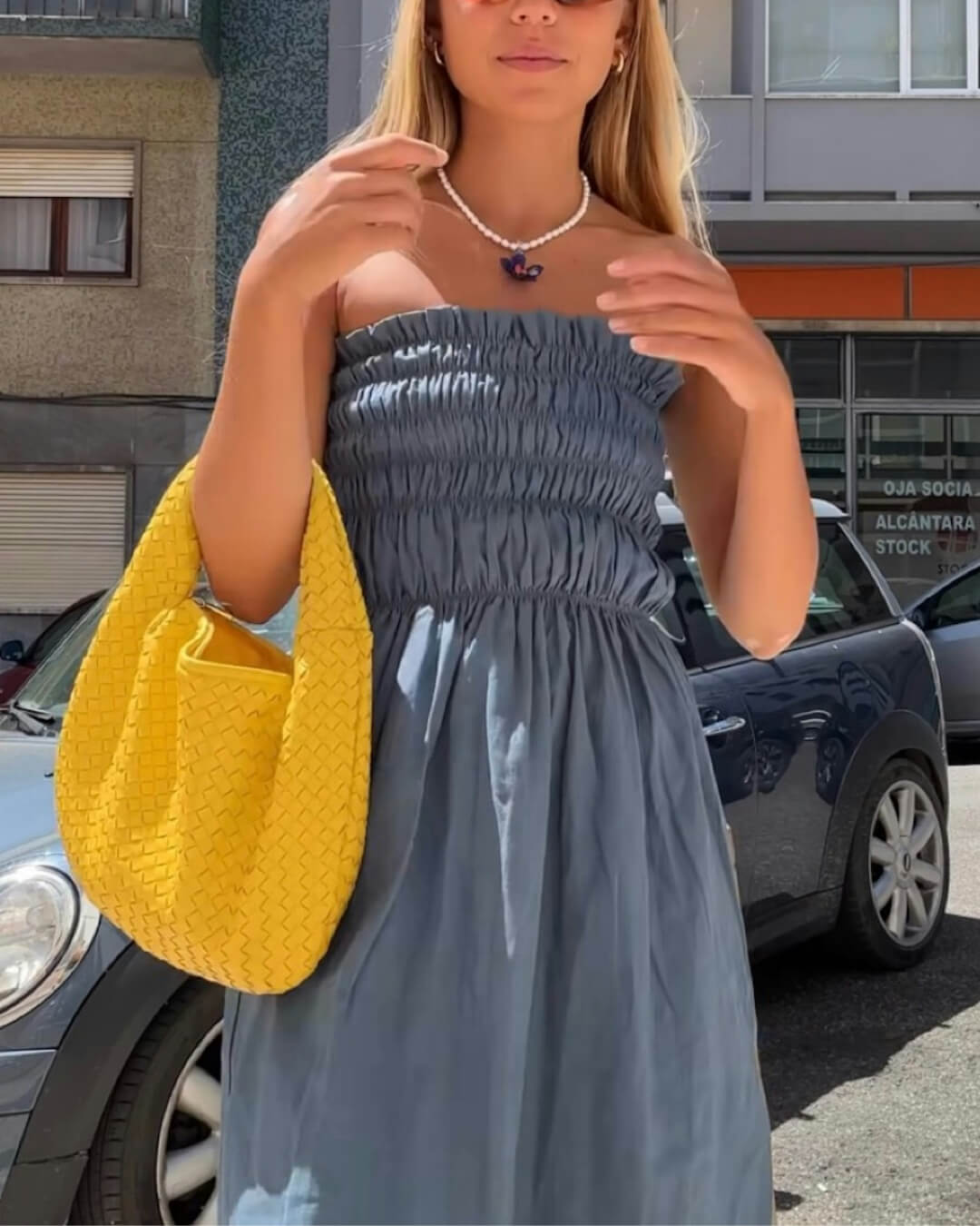 Smocked Bust Off Shoulder Vacation Midi Dress - Fashionpara