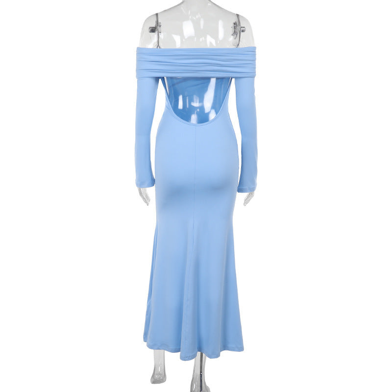 Off-Shoulder Long-Sleeve Bodycon Mermaid Maxi Dress 7